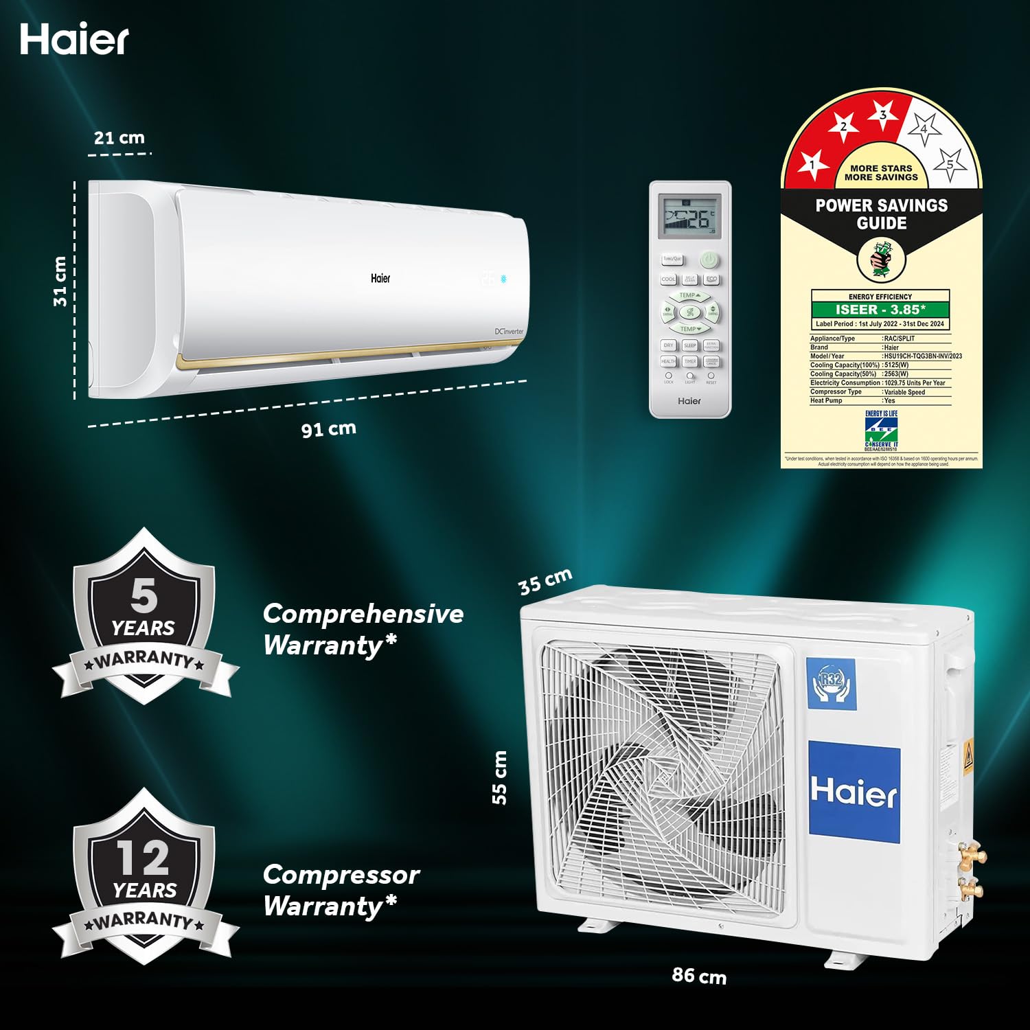 Haier 1.5 Ton inverter Split AC